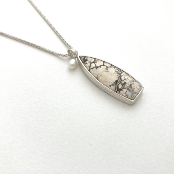 Magnesite and Freshwater Pearl Teardrop Necklace | Kara Hetz