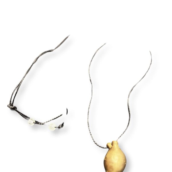 Gold Gourd Necklace with Black String I Eric Silva