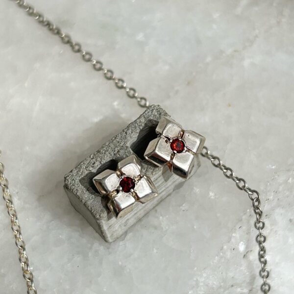 Wedge Studs with Garnet | Ellyse Bendillo