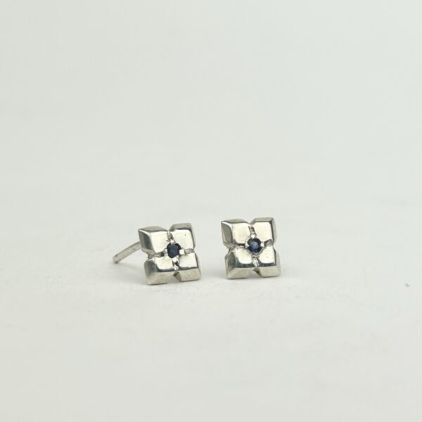 Wedge Studs with Blue Sapphire | Ellyse Bendillo