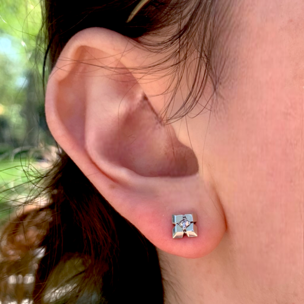 Wedge Studs with Diamond | Ellyse Bendillo