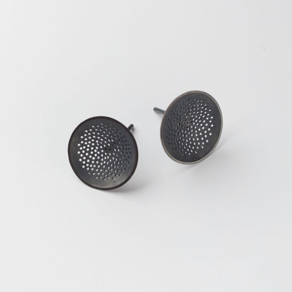 Oxidized Perforated Disc Stud | Sandra Enterline
