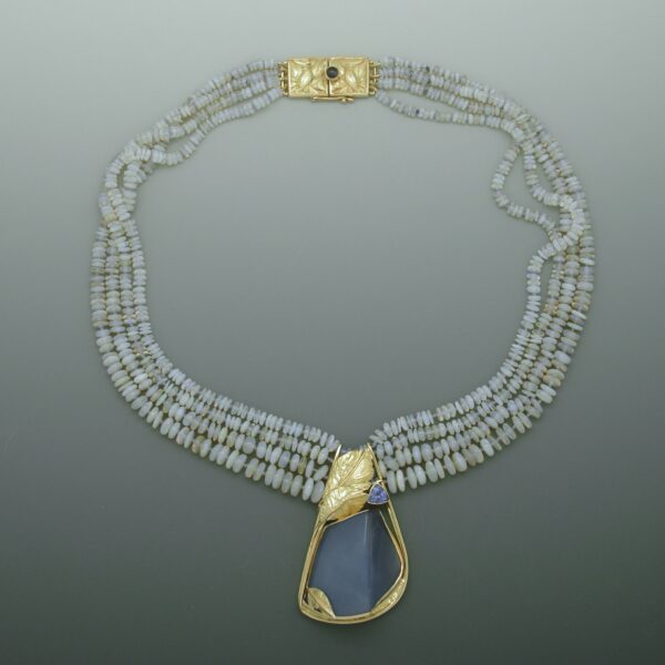 Dieter Lorenz Carved Blue Calcedony Necklace | Diane Egbert