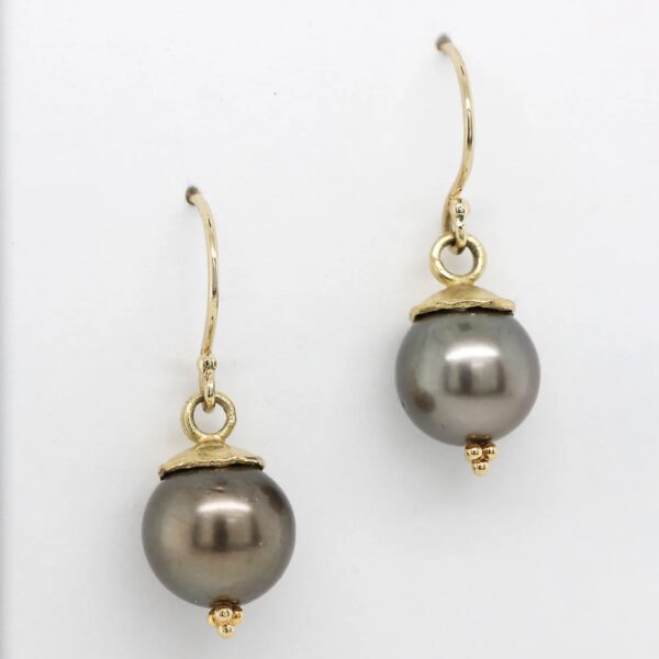 Round Brown Tahitian Pearl Drop Earrings | Barbara Heinrich
