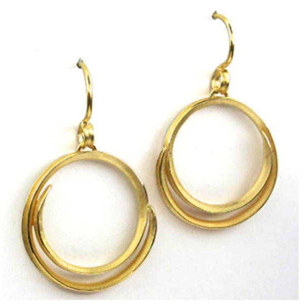 Round Swirl Drop Earrings Gold | Barbara Heinrich