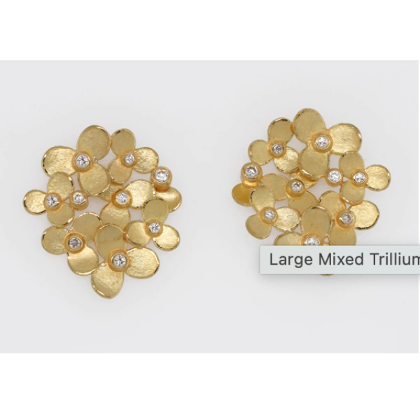 Large Mixed Trillium And Diamond Cluster Earrings | Barbara Heinrich