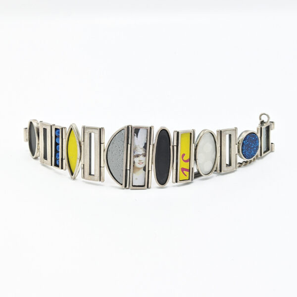 Yellow, Blue and Feather Helmet Bracelet | Mardi-Jo Cohen