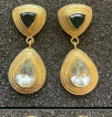 Earrings,Faceted topaz (trillion) and aquamarine (drop)