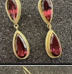 Earrings,Two faceted red tourmaline elongated drops