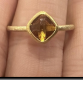Ring, Cushion cut citrine square set diamond shape