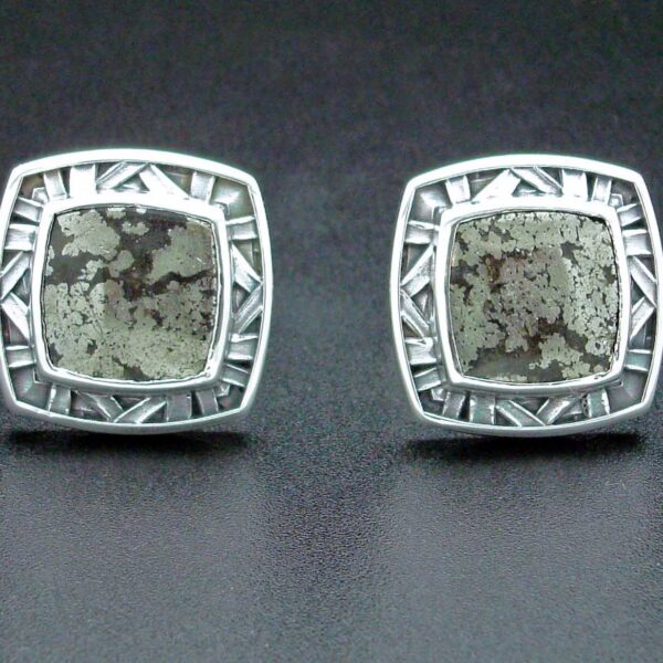 Square Iron Stone and Sterling Cuff Link | Diane Egbert