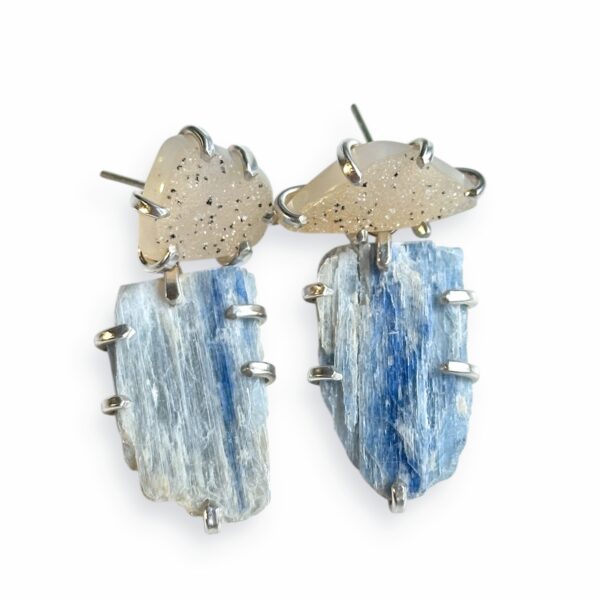 Druzy agate kyanite earrings  | Aimee Petkus