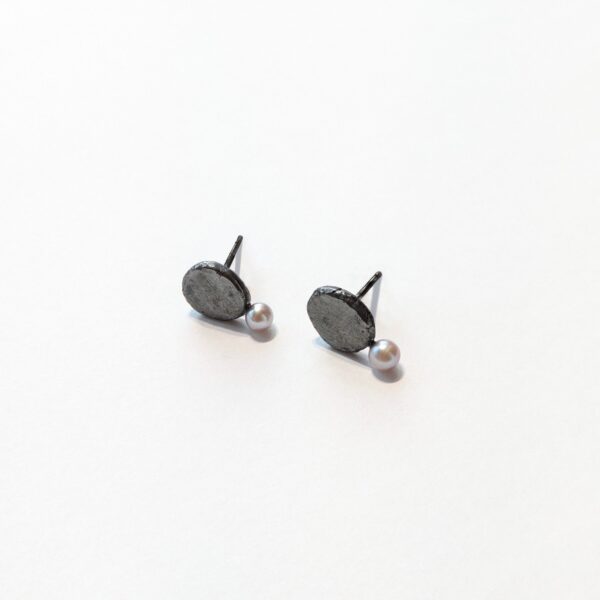 Tiny Silver Nugget Earrings w/Pearls | Kara Hetz