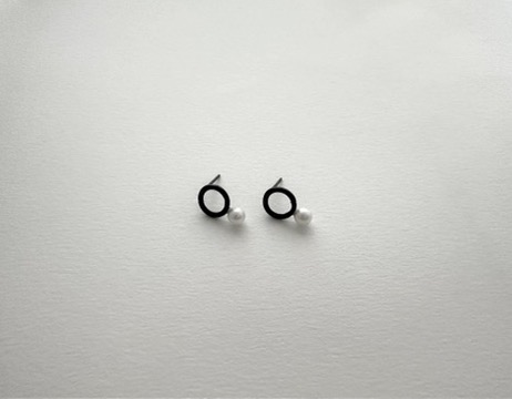 Tiny Silver Hoop Stud Earrings w/Pearls | Kara Hetz