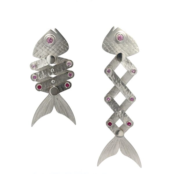 Large pink fish earrings | Yuri Tozuka