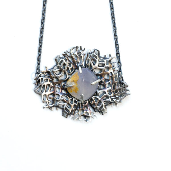 Blue Chalcedony Sea Fan Necklace