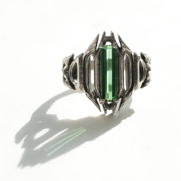 Tower Ring with Green Tourmaline