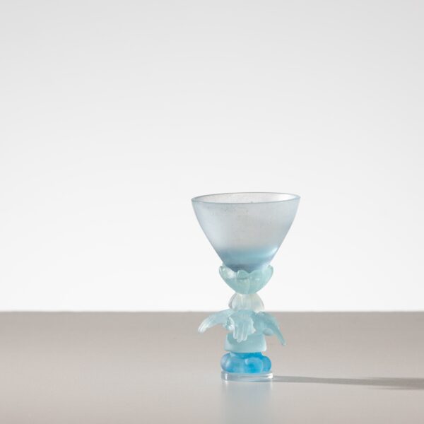 Blue cordial with cast (not blown) cup and hand flower | Anna Boothe