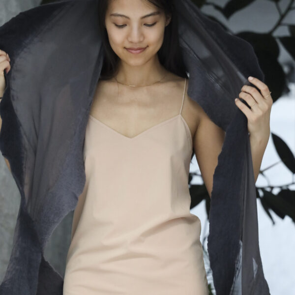 Frame Scarf | Slate/black & strom trim