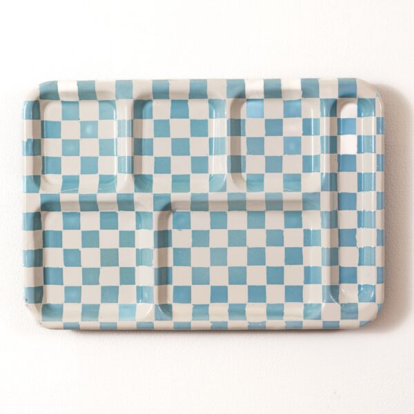 Enameled Lunch Tray Blue Checkered | Rachel Kedinger