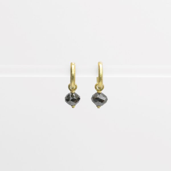 Medium Rustic Hoops with Black Diamod Bead Drop | Cheryl Rydmark