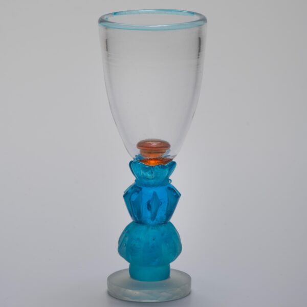 Small blue cordial with hand flower foot | Anna Boothe