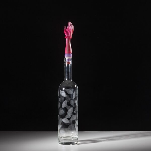 Handy Bottle (wine bottle etched with small hands) | Anna Boothe